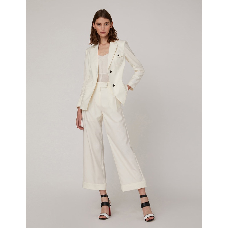 Off white soft wool blend pants