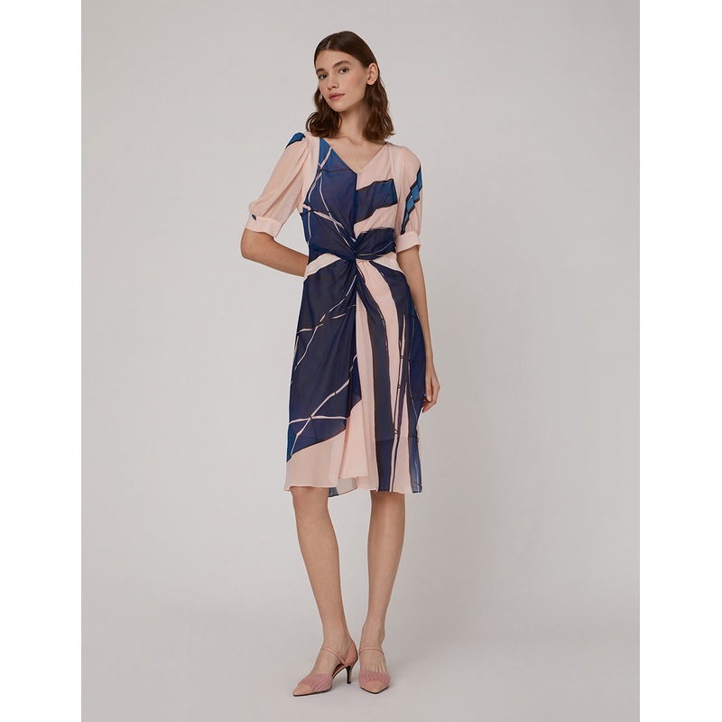 Pink V-neck fishtail dress