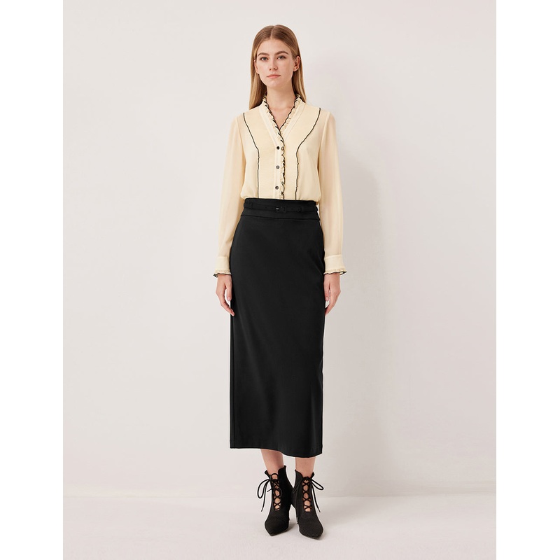 Simple Straight Knee-Length Skirt
