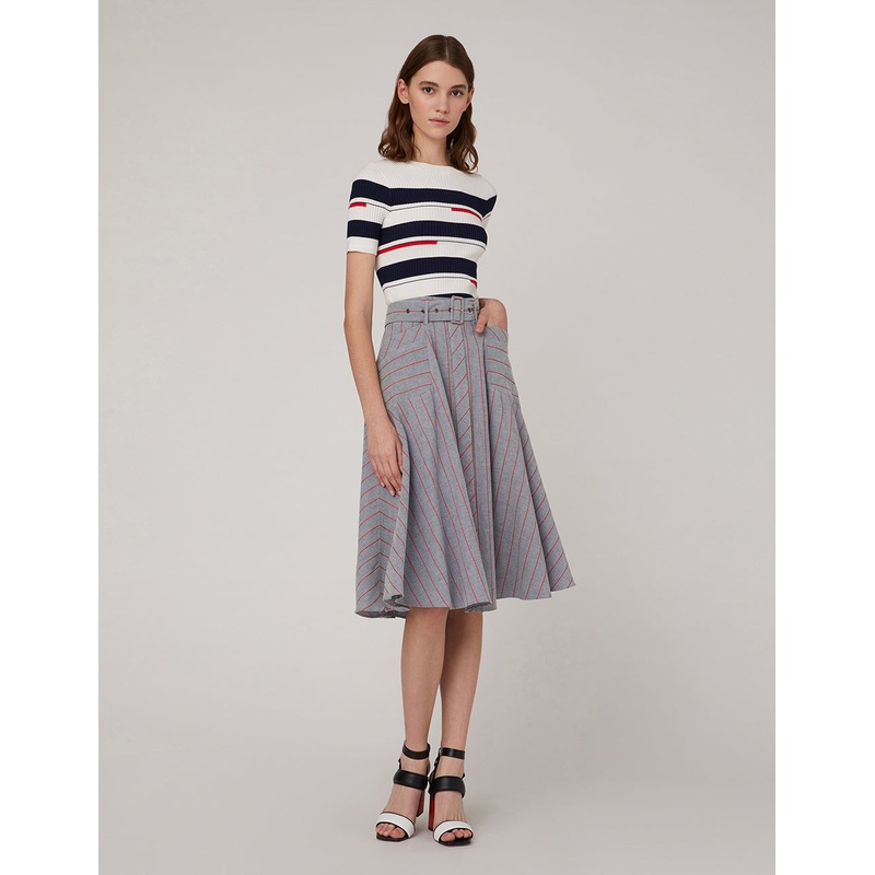 Striped A-hem skirt