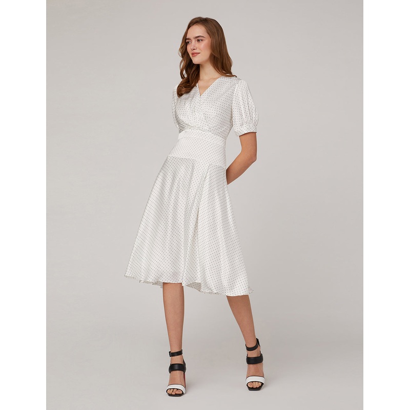 V neck polka circle dress