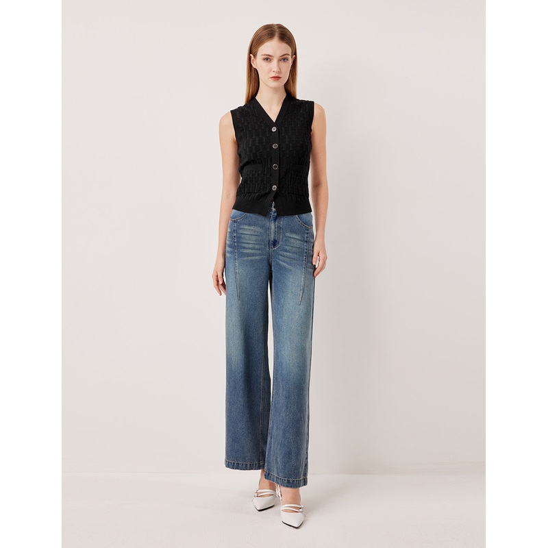 Vintage Plaid V-Neck Sleeveless Knit Vest