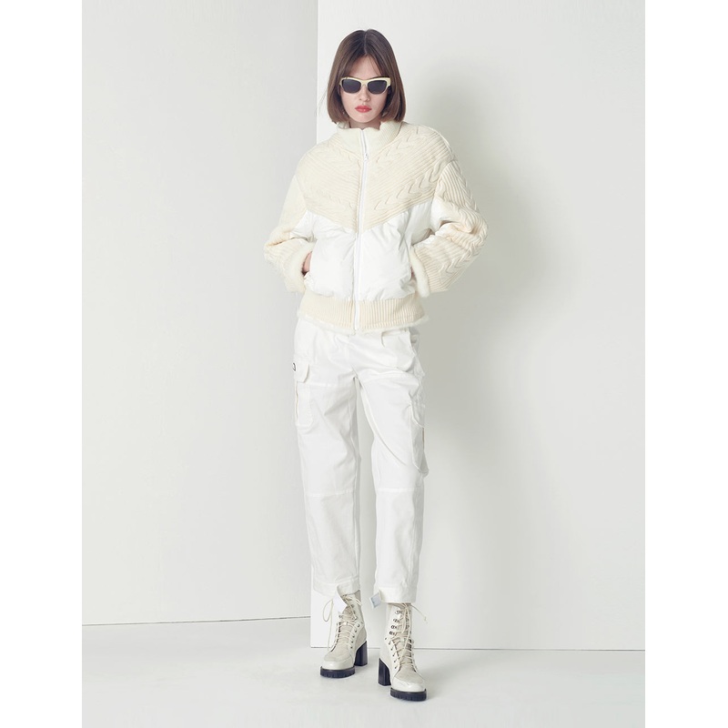 White ankle banded pants