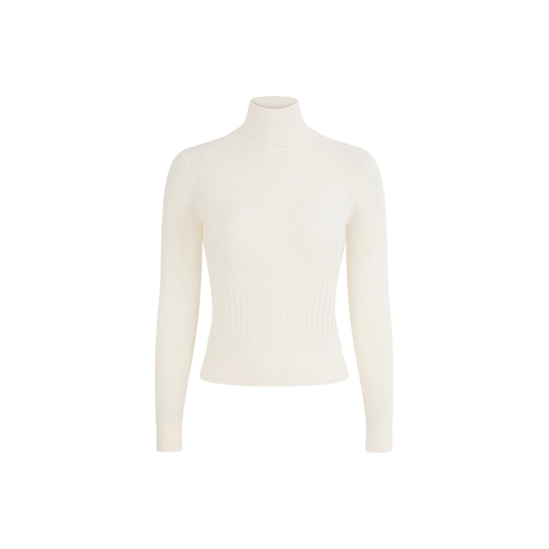 Turtleneck Long Sleeve Cashmere Knit Pullover